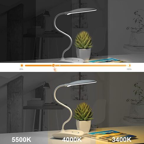 DEEPLITE LED Desk Lamp Battery Operated Lights Cordless Rechargeable Lamp, Flexible Gooseneck Portable Light for Bed Craft Nail Home Office, Eye-Caring Dimmable Small Desk Lamp Wireless Reading Lamp in Kuwait