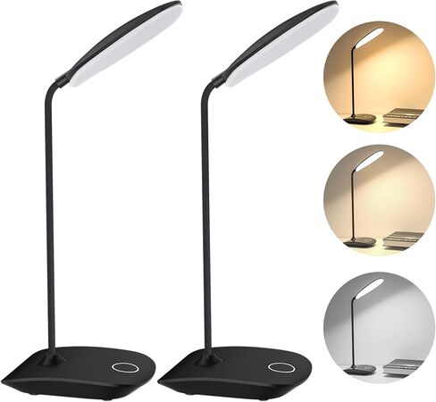 DEEPLITE LED مصباح مكتبي يعمل بالبطارية، مصباح لاسلكي قابل لإعادة الشحن، ضوء مرن قابل للحمل على شكل رقبة معقوفة للسرير والحرف اليدوية والمكتب المنزلي، مصباح مكتبي صغير قابل للتعتيم للعناية بالعين، مصباح قراءة لاسلكي in Kuwait