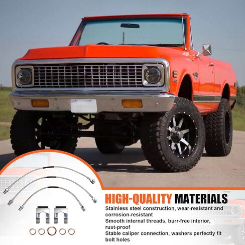 3Pcs Front and Rear Stainless Brake Lines Set 89340S 89335S, Compatible With 1971-1978 Chevy GMC C/K 10 15 20 K5 Blazer 4-6" Lift in Saudi Arabia