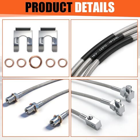 3Pcs Front and Rear Stainless Brake Lines Set 89340S 89335S, Compatible With 1971-1978 Chevy GMC C/K 10 15 20 K5 Blazer 4-6" Lift in Saudi Arabia