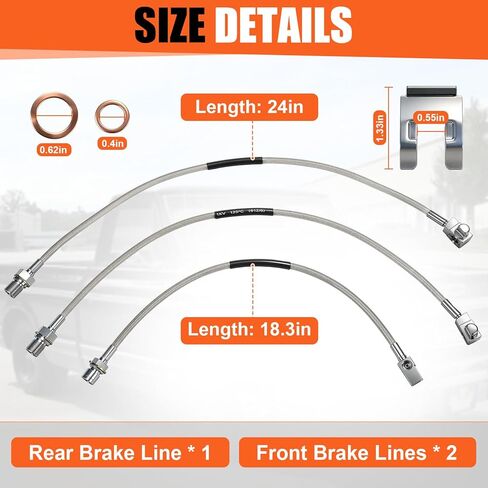 3Pcs Front and Rear Stainless Brake Lines Set 89340S 89335S, Compatible With 1971-1978 Chevy GMC C/K 10 15 20 K5 Blazer 4-6" Lift in Saudi Arabia