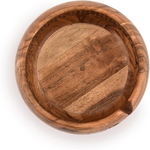 Mahasu Yarn Bowl Acacia Wood Handcrafted Wooden Crochet Bowl Yarn/Wool/String Storage Accessory (8" X 8" X 4") in Saudi Arabia
