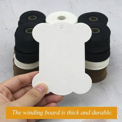 30 PCS Embroidery Bobbins Thread Floss Storage Organizer, Sewing Thread Organizer Cardboard Bobbin Wrapping Kraft-Paper Spool Cards for Ribbon Yarn Twine Binding Tape Craft DIY Sewing Storage/White in Kuwait