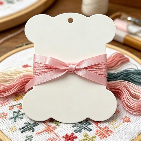 30 PCS Embroidery Bobbins Thread Floss Storage Organizer, Sewing Thread Organizer Cardboard Bobbin Wrapping Kraft-Paper Spool Cards for Ribbon Yarn Twine Binding Tape Craft DIY Sewing Storage/White in Kuwait
