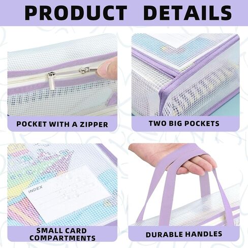 kuchisity 8 Pcs Sew Project Bags 17.7×13 Inche Quilting Craft Organizer Storage Bags with Handle and Pocket Jumbo See-Through Mesh Zipper Bags for Quilting, Knitting, Stitching, Embroidery, Artworks in Saudi Arabia