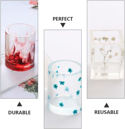 NUOBESTY قالب حامل القلم السيليكون DIY من راتنجات الايبوكسي 2.44 × 2.44 × 2.24 بوصة قالب منظم قابل لإعادة الاستخدام لأقلام الرصاص والمجوهرات صندوق تخزين سطح المكتب in Kuwait