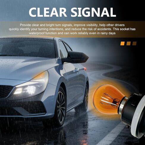 2PCS Front Turn Signal Light Sockets & Bulbs Kit, Headlight Turn Signal Lamp Holder witn Bulbs, Replace# 92166-3K000 Compatible with Kia Soul, Elantra, Accent, Hyundai Sonata (Yellow) in Saudi Arabia