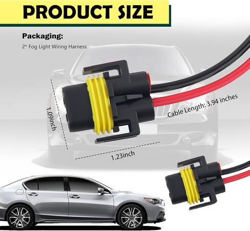 2PCS Car Fog Light Connector Plug,H8/H9/H11 Connector Replacement with Waterproof Seal,Plug and Play Car Fog Light Wiring Harness Kit for Repair & Stabilize Connection in Kuwait