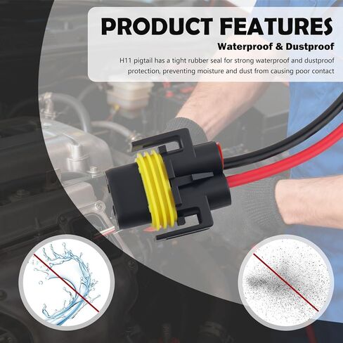 2PCS Car Fog Light Connector Plug,H8/H9/H11 Connector Replacement with Waterproof Seal,Plug and Play Car Fog Light Wiring Harness Kit for Repair & Stabilize Connection in Kuwait