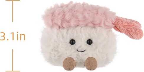 Apricot Lamb Sushi Plush Stuffed Animals for Kids, Soft Cute Plush Toys for Baby Girl and Boy, Fluffy Shrimp Sushi 3.2 Inches in Saudi Arabia
