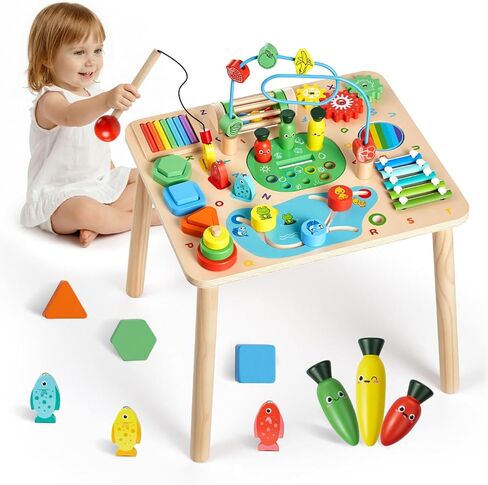 VEVOR Baby DJ Playset for Toddlers 1-3, Educational Musical Table Toys with 133 Sound Sources, Recording and LED DJ Turntable, Baby Activity Table for Birthday, Gift for Kids Aged 6+ Months in Kuwait