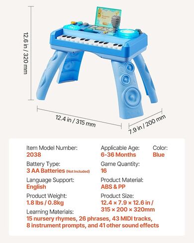 VEVOR Baby DJ Playset for Toddlers 1-3, Educational Musical Table Toys with 133 Sound Sources, Recording and LED DJ Turntable, Baby Activity Table for Birthday, Gift for Kids Aged 6+ Months in Kuwait