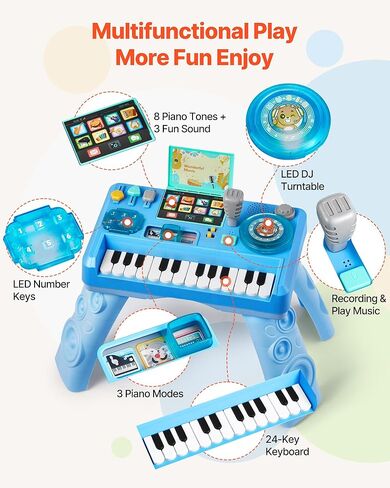 VEVOR Baby DJ Playset for Toddlers 1-3, Educational Musical Table Toys with 133 Sound Sources, Recording and LED DJ Turntable, Baby Activity Table for Birthday, Gift for Kids Aged 6+ Months in Kuwait