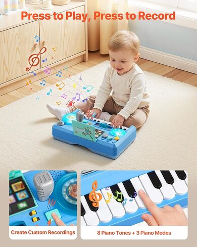 VEVOR Baby DJ Playset for Toddlers 1-3, Educational Musical Table Toys with 133 Sound Sources, Recording and LED DJ Turntable, Baby Activity Table for Birthday, Gift for Kids Aged 6+ Months in Kuwait