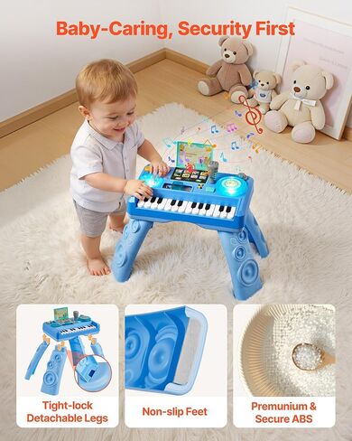 VEVOR Baby DJ Playset for Toddlers 1-3, Educational Musical Table Toys with 133 Sound Sources, Recording and LED DJ Turntable, Baby Activity Table for Birthday, Gift for Kids Aged 6+ Months in Kuwait