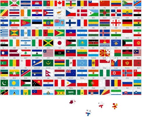 500 Pieces Jigsaw Puzzle for Adults, Flags of The World, Premium Puzzles with Letters Reverse Side, Vibrant Artwork 20.5"x14.9", Challenging Brain Games & Home Decor in Kuwait