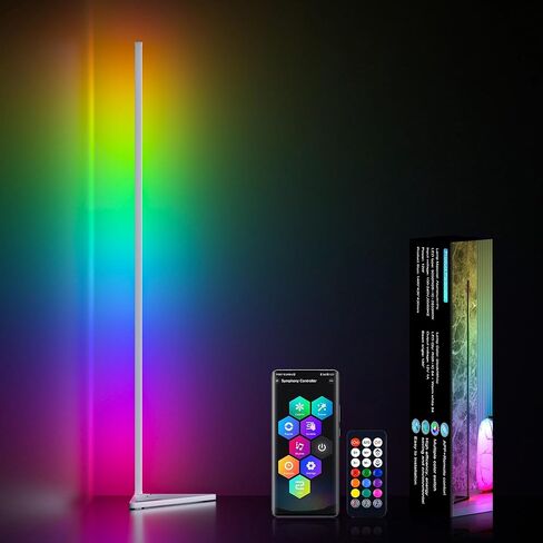 MIHEAL 2PCS Corner Floor Lamp, Synced Lights LED Control Floor Lamp RGB Light 56" Smart LED Corner Lamp App and Remote for Living Room Gaming Bedroom and Etc. in Saudi Arabia