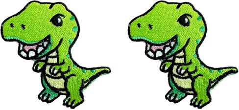 PLpatch Dinosaur Tyrannosaurus Green T-Rex Dinosaur Cute Cartoon Logo1 Sew Iron on Embroidered Applique Badge Sign Patch Clothing Costume in Kuwait