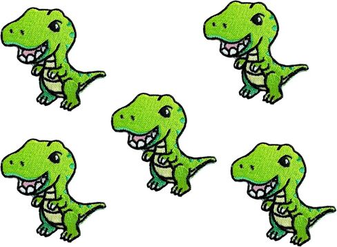 PLpatch Dinosaur Tyrannosaurus Green T-Rex Dinosaur Cute Cartoon Logo1 Sew Iron on Embroidered Applique Badge Sign Patch Clothing Costume in Kuwait