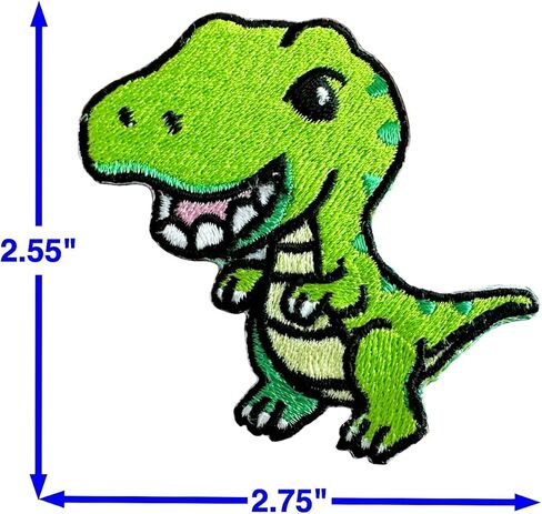 PLpatch Dinosaur Tyrannosaurus Green T-Rex Dinosaur Cute Cartoon Logo1 Sew Iron on Embroidered Applique Badge Sign Patch Clothing Costume in Kuwait
