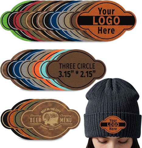 Custom Logo Text Leatherette Patches for Hat Bag Jacket Backpack Faux Leather Laser Iron On Dark Brown-Die Cut in Kuwait