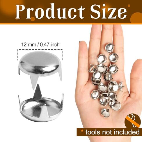SBYURE 1000 Pcs 12mm Silver Studs for Clothing Four-jaw Round Punk Spikes Pyramid Studs Rivets for Shoes, Jackets, Backpacks Leather Crafting in Kuwait