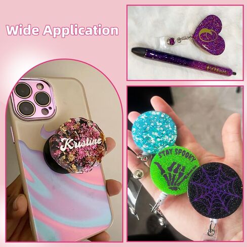 Phone Grip Resin Mold and 10 Blank Phone Socket Holders, Silicone Molds for DIY Badge Reel Phone Stands in Saudi Arabia