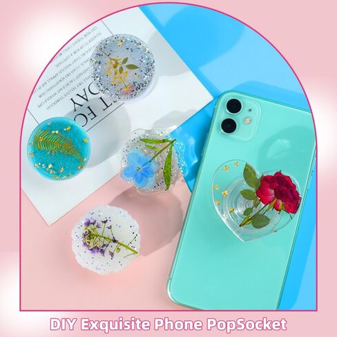 Phone Grip Resin Mold and 10 Blank Phone Socket Holders, Silicone Molds for DIY Badge Reel Phone Stands in Saudi Arabia