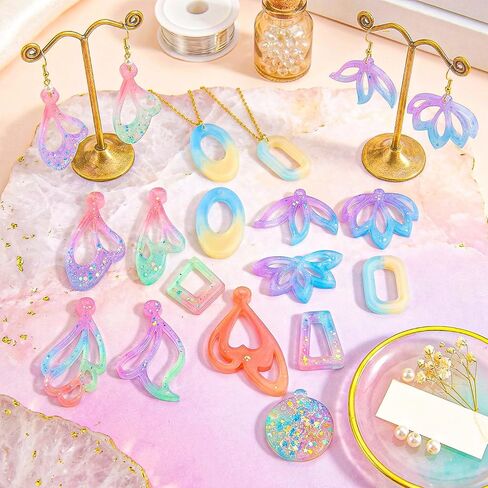 4Pcs Resin Earring Molds, Geometric Resin Jewelry Molds with Hole, Irregular Shaped Silicone Mold for Epoxy Resins Making DIY Earrings Pendant Keychain Mold in Saudi Arabia