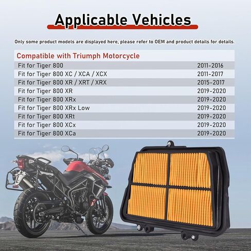 6501 Air Filter T2200557 Fit for Triumph Tiger 800 2011-2016 for Tiger 800 XC/XCA/XCX 2011-2017 for Tiger 800 XR/XRT/XRX 2015-2017 for Tiger 800 XR/XRX/XRT/XCX/XCA 2019-2020 in Kuwait