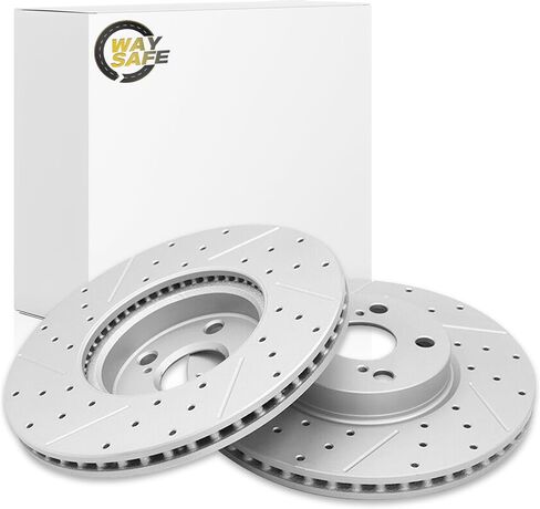 Front for 2009-2019 Toyota Corolla Brake Rotors,for 2009-2014 Toyota Matrix, 2009-2010 Pontiac Vibe, 2008-2014 xD Drilled Slotted disc Brakes Vented Left Right Side Replacement 31505 in Saudi Arabia