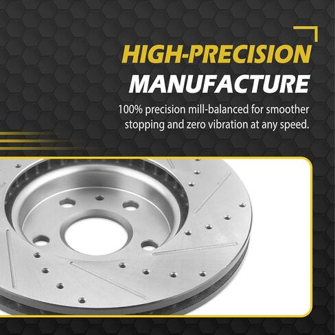 Front for 2009-2019 Toyota Corolla Brake Rotors,for 2009-2014 Toyota Matrix, 2009-2010 Pontiac Vibe, 2008-2014 xD Drilled Slotted disc Brakes Vented Left Right Side Replacement 31505 in Saudi Arabia