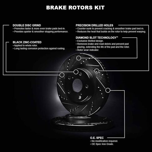 R1 Concepts Rear Brake Rotors For 2002-2015 Mini Cooper| Drilled Slotted Disc Brake Rotors| Brakes and Rotors Brakes and Rotors in Kuwait