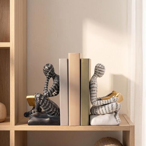 Bookends for Shelves, Decorative Book Ends, Heavy Duty Book Stoppers, Thinker Statue Decor, Modern Home Office Decoration Bookshelf Accessories in Saudi Arabia
