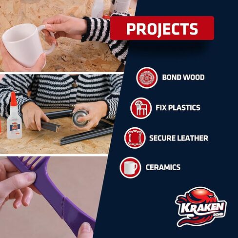Kraken Bond Wow! CA Glue Set (4x3.5 oz) with Activator (2x13.5 oz) –Super Fast Cyanoacrylate Adhesive Kit for Wood, Plastic, Ceramic, Craft -DIY Repair –4 X Ext. Bottles & 10X Nozzles Inc. 2 Pack in Saudi Arabia
