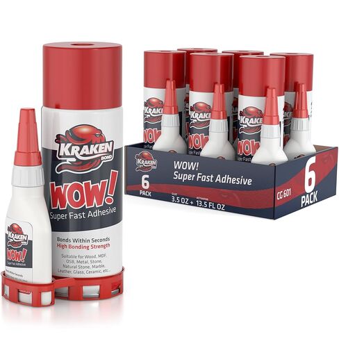 Kraken Bond Wow! CA Glue Set (4x3.5 oz) with Activator (2x13.5 oz) –Super Fast Cyanoacrylate Adhesive Kit for Wood, Plastic, Ceramic, Craft -DIY Repair –4 X Ext. Bottles & 10X Nozzles Inc. 2 Pack in Saudi Arabia