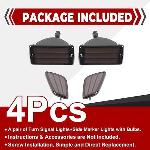 HECASA Pair LED Turn Signal and Side Marker Light Compatible with 1997-2006 Jeep Wrangler TJ Smoke Lens Plastic Front Bumper Signal Fender Light 4 Pieces in Kuwait