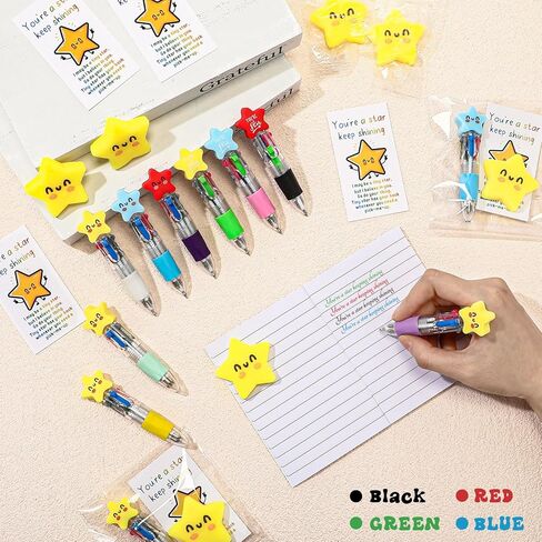 TaoBary 30 Sets End of Year Gifts for Student Star Motivational Support 4-in-1 Multicolor Ballpoint Pen Squeeze Mini Stress Balls Gift Bulk Inspirational Card for Graduation Party Favor Office in Kuwait