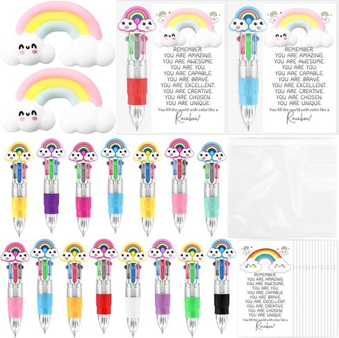 TaoBary 30 Sets End of Year Gifts for Student Star Motivational Support 4-in-1 Multicolor Ballpoint Pen Squeeze Mini Stress Balls Gift Bulk Inspirational Card for Graduation Party Favor Office in Kuwait