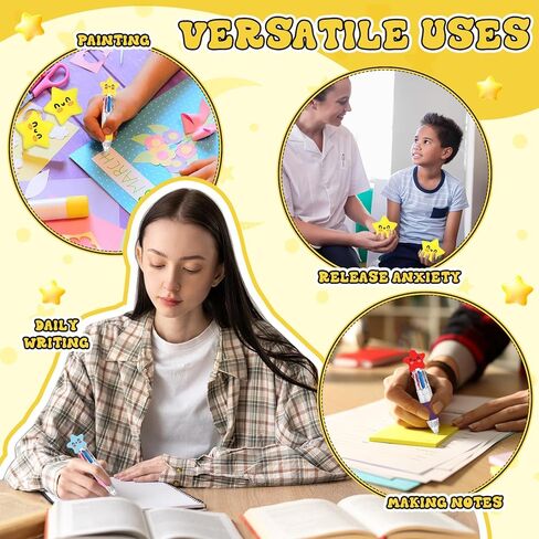 TaoBary 30 Sets End of Year Gifts for Student Star Motivational Support 4-in-1 Multicolor Ballpoint Pen Squeeze Mini Stress Balls Gift Bulk Inspirational Card for Graduation Party Favor Office in Kuwait
