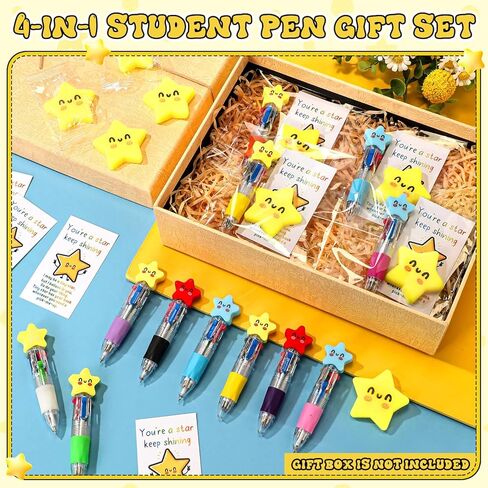 TaoBary 30 Sets End of Year Gifts for Student Star Motivational Support 4-in-1 Multicolor Ballpoint Pen Squeeze Mini Stress Balls Gift Bulk Inspirational Card for Graduation Party Favor Office in Kuwait
