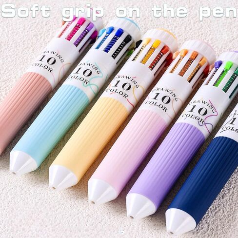 Multicolor Ballpoint Pens, 10 Color in 1 Retractable Pen, 57 Colors Total, 0.8mm Tip, Drawing and Writing Pen Set, 6 Pack in Saudi Arabia