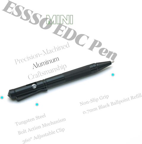 Mini Bolt Action Pen, Ultra-Portable EDC Pen for Smooth Writing & Fidget Fun, CNC Aluminum Pocket Pen with 360° Adjustable Clip, Includes 2 Spare Refills & Gift Pouch (Black) in Saudi Arabia
