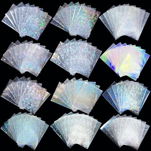 600 Pcs Kpop Photocard Sleeves Laser Flashing Holographic Card Sleeves Trading Card Protector for Photocard Mini Polaroid Kpop Photo Cards (12Styles) in Saudi Arabia