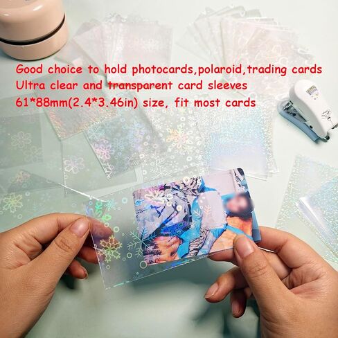 600 Pcs Kpop Photocard Sleeves Laser Flashing Holographic Card Sleeves Trading Card Protector for Photocard Mini Polaroid Kpop Photo Cards (12Styles) in Saudi Arabia