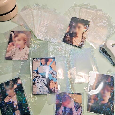 600 Pcs Kpop Photocard Sleeves Laser Flashing Holographic Card Sleeves Trading Card Protector for Photocard Mini Polaroid Kpop Photo Cards (12Styles) in Saudi Arabia