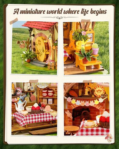 Rolife DIY Miniature Dollhouse Kit Fluffy Grove, Stress Relieving Fantasy Forest Mini House Building Kit with LED, Cozy Fairy Cottage Wooden Dollhouse Craft for Adults Teens, Bookshelf Home Decor Gift in Kuwait