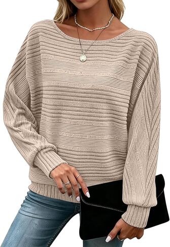 Women's Business Casual Lightweight Soft Stretchy Crewneck Batwing Long Sleeve Sweater - Office & Daily Pullover in Saudi Arabia