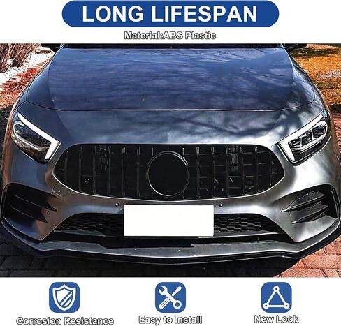 شبكة شواء أمامية لـ W177 Mercedes Benz A-Class W177 A200 A250 A35 AMG 2019+ GT Style لامعة سوداء أمامية ممتصة للصدمات مباشرة تناسب استبدال بلاستيك ABS لا يتطلب تعديل in Kuwait