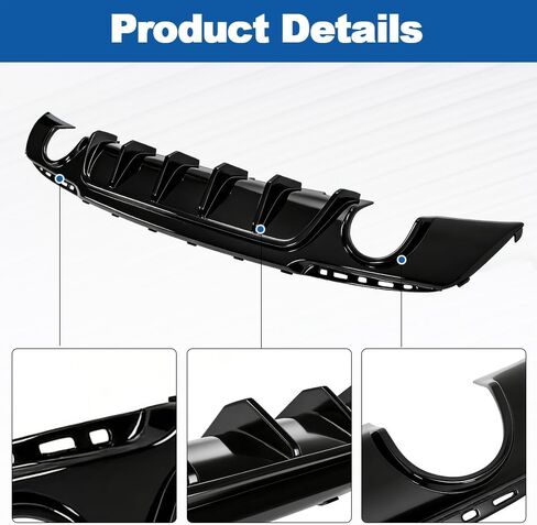 Rear Bumper Diffuser Lip for 2015-2023 Chrysler 300 - Shark-Fin Style Gloss Black ABS Valance with Dual Round Exhaust Cutouts, Direct Replacement, Easy Installation in Saudi Arabia